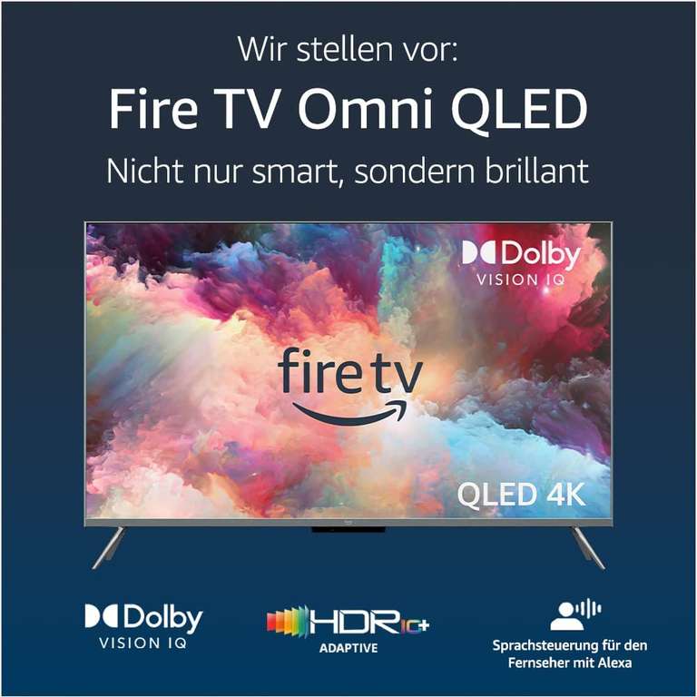 [Prime] Amazon Fire TV Omni QLED: z.B. QL65F601A (65", UHD, VA, 60Hz, FALD 80 Zonen, 600nits, Dolby Vision, 4x HDMI 2.0, eARC, VRR, Alexa)