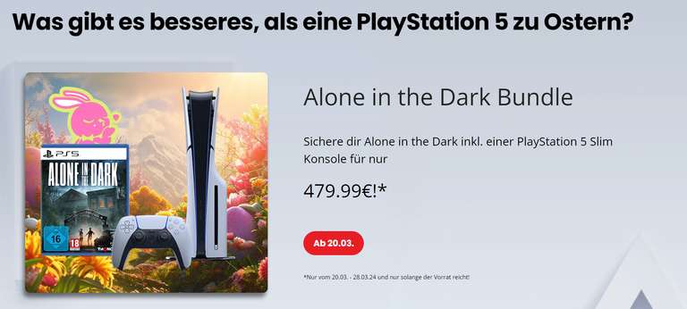 Gamestop PS5 Slim Disk Konsole + Alone in the Dark + 50€ Gutschein für 479,99€