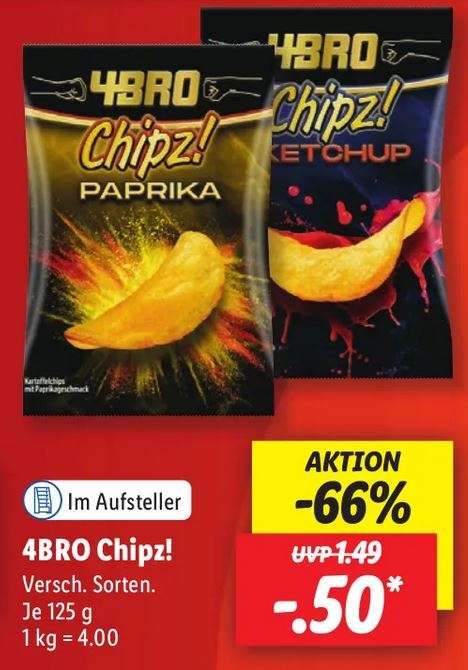 [Offline, LIDL] 4BRO Chipz! Chips in verschiedenen Sorten 04.09.-09.09.