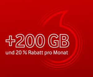 Vodafone Aktion: 200GB monatlich zusätzliches Datenvolumen pro Monat im GigaMobil M / L (auch Young L)