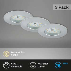[ebay] Briloner Leuchten - LED Einbauleuchten, 3er Set, Deckenlampen dimmbar, je 6,5 Watt, je 570 Lumen, 3.000 Kelvin, IP44