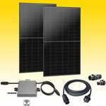 Balkonkraftwerk Set - 2x Solarmodul Full Black Glas - Glas Module, Deye Mikro-Wechselrichter 600W - Plug & Play
