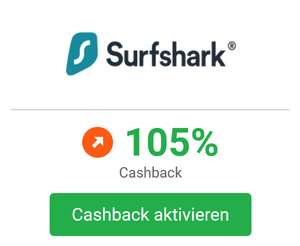 [iGraal] Surfshark VPN mit 105% Cashback | 86% Rabatt auf das 2-Jahres-Paket und 3 Monate gratis | nur heute