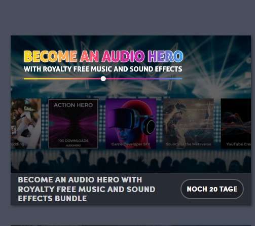 "Become an Audio Hero" Content Creator Songs und SFX Bundle // 100% royalty-free - 75 Artikel