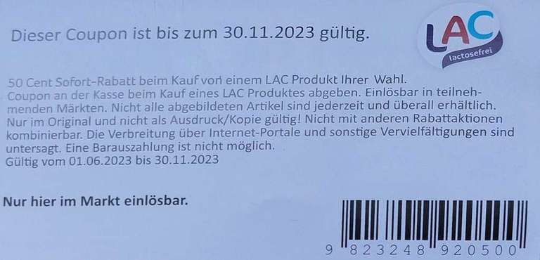 [Oldenburg] Aktiv & Irma: LAC Vanille- oder Schokopudding 125g für 0,19€ statt 0,89€ (Angebot + Coupon)