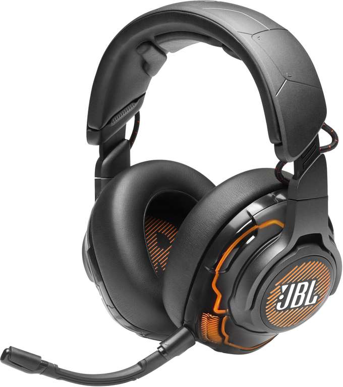 JBL Quantum ONE Gaming-Headset (Over-Ear, ANC, 360°-Sound mit Head-Tracking, kabelgebunden USB-C oder Klinke, Mikrofon abnehmbar, RGB)