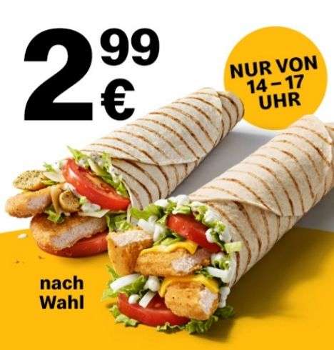 McWrap nach Wahl für nur 2,99€ von 14-17 Uhr in der McDonald's App