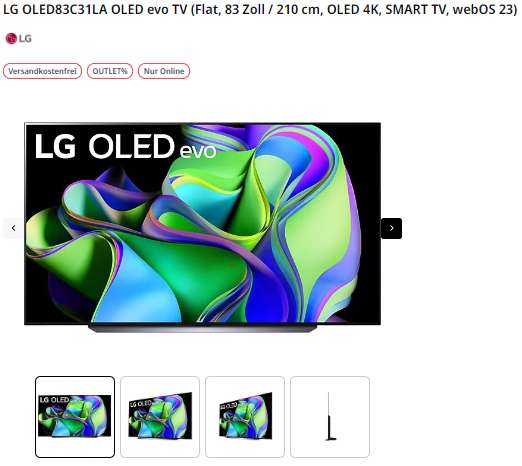 LG OLED83C31LA OLED evo TV // 2.699 € *versandkostenfrei*