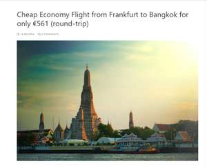 Eco-Flug-Deal von Frankfurt nach Bangkok mit der Singapore Airlines für nur 561€ (Hin- und Rückflug)