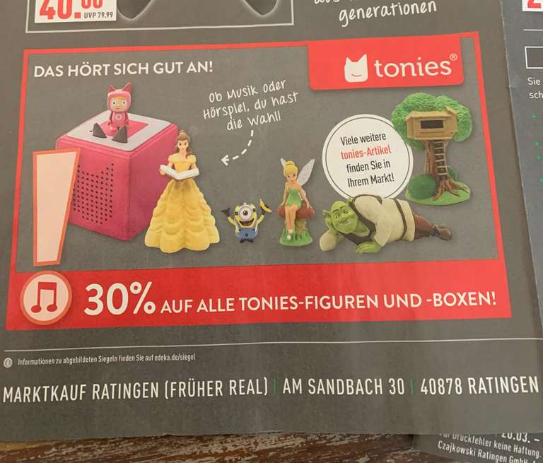 30% auf Tonies und Tonieboxen (Lokal Ratingen)