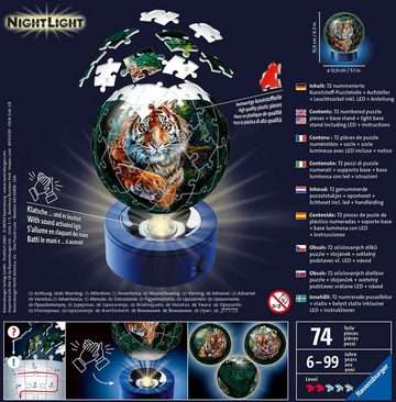 Ravensburger Puzzleball Nachtlicht Raubkatzen, 72 Puzzleteile, mit Leuchtsockel inkl. LEDs; FSC - schützt Wald - weltweit [OTTO Up]