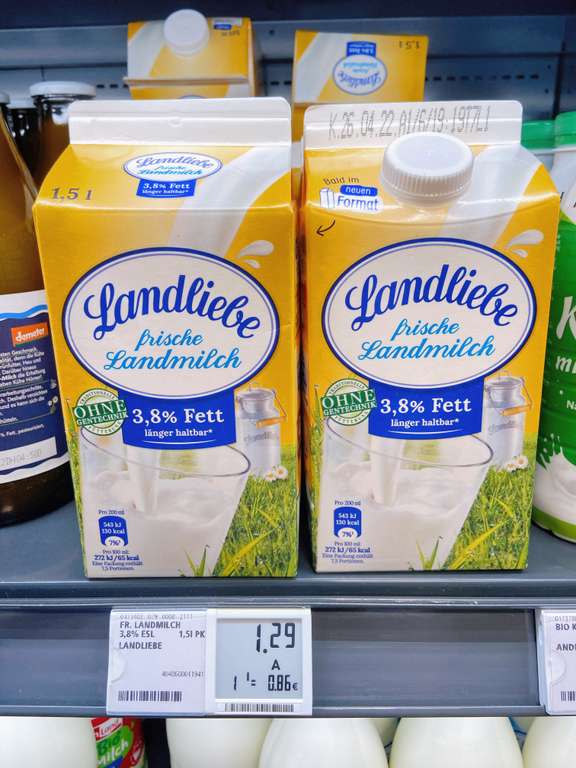 2 Landliebe Milch 1.5L für 0.79€ Stückpreis (Rewe)