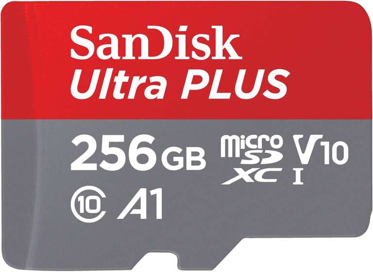 SanDisk Ultra microSDXC UHS-I Speicherkarte 256 GB (A1, Class 10, U1, 150 MB/s)17,99€ (Otto flat) Ultra PLUS 256 GB 18€ (160 MB/s)[SaturnMM]