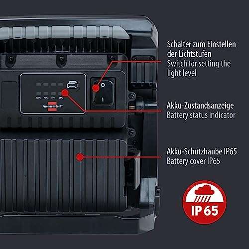 Brennenstuhl Multi Battery LED Akku Baustrahler 4000 MA (40W, 4500lm, IP65, kompatibel mit 18V Akkus 11 verschiedener Hersteller) [Prime]