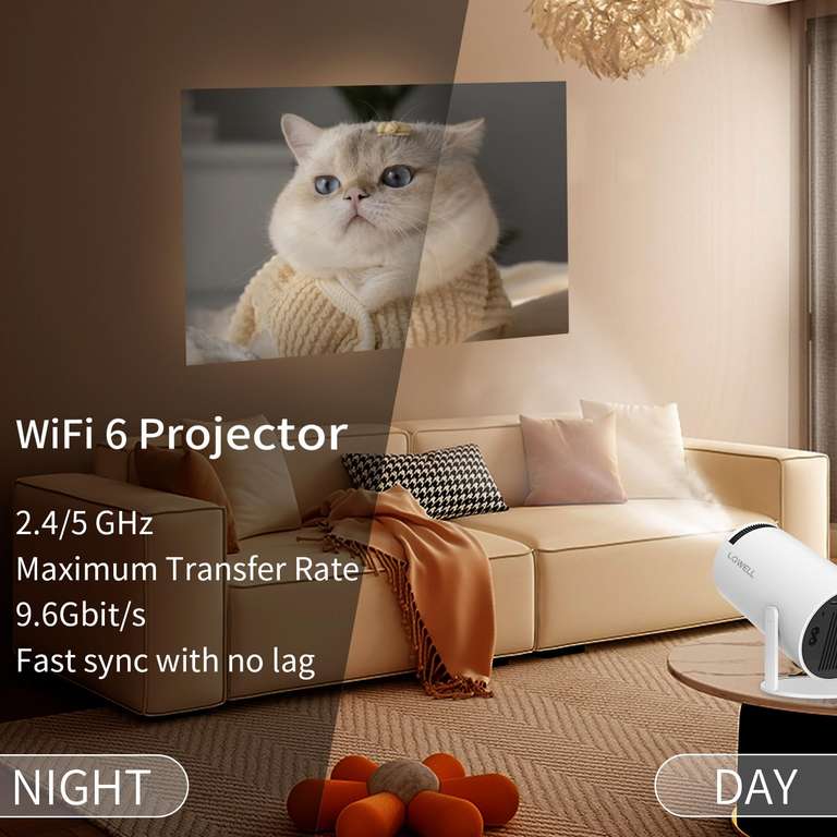 [Prime] LQWELL Beamer, Mini Projektor, unterstützt 5G WiFi, BT5.0 mit Android OS - 20€ Coupon eventuell personalisiert