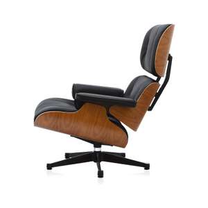Vitra Lounge Chair XL (neue Maße) in Amerikanischer Kirschbaum / Leder Nero