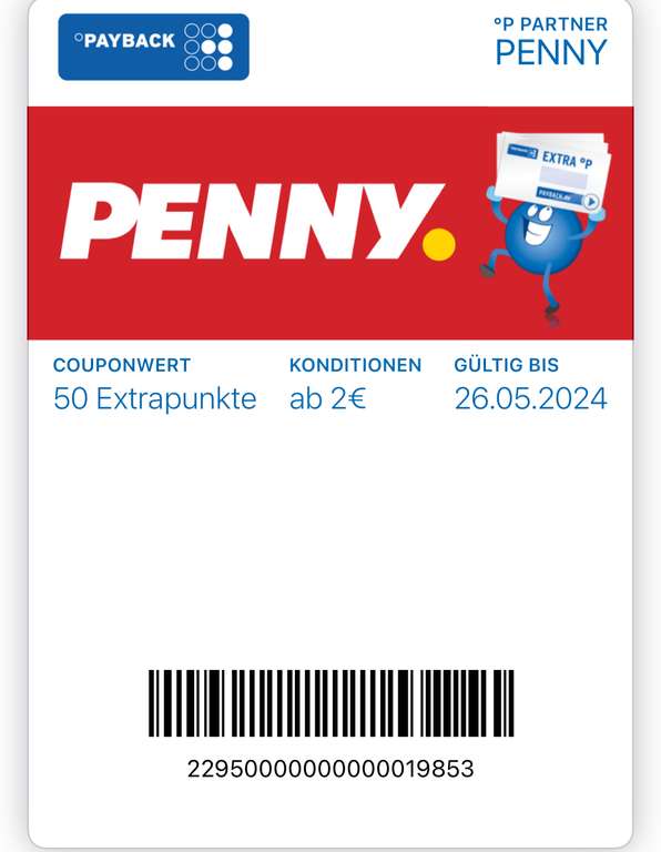 [Payback] 50 Extrapunkte bei Penny ab 2€ Einkaufswert | gültig bis zum 26.05.2024