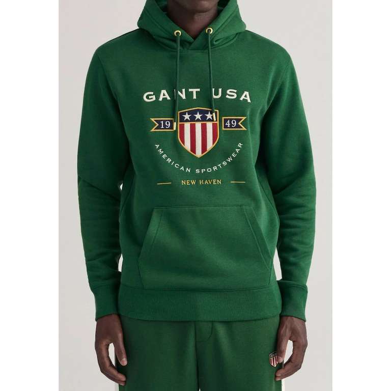 Gant Kapuzensweatshirt »D1. BANNER SHIELD HOODIE, grey & forest-green Gr. S, M, L, XXL