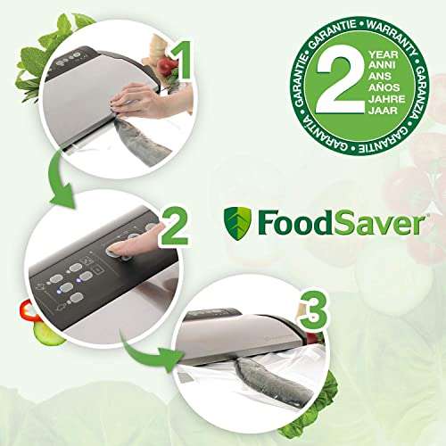 FoodSaver V2860 Vakuummaschine für trockene/nasse Lebensmittel, 100 W, Silber/Schwarz