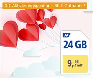 Webcent 1&1 : 24 GB 5G für 9,99 mtl, 60/40 Euro Cashback, 30 Euro Gutschrif