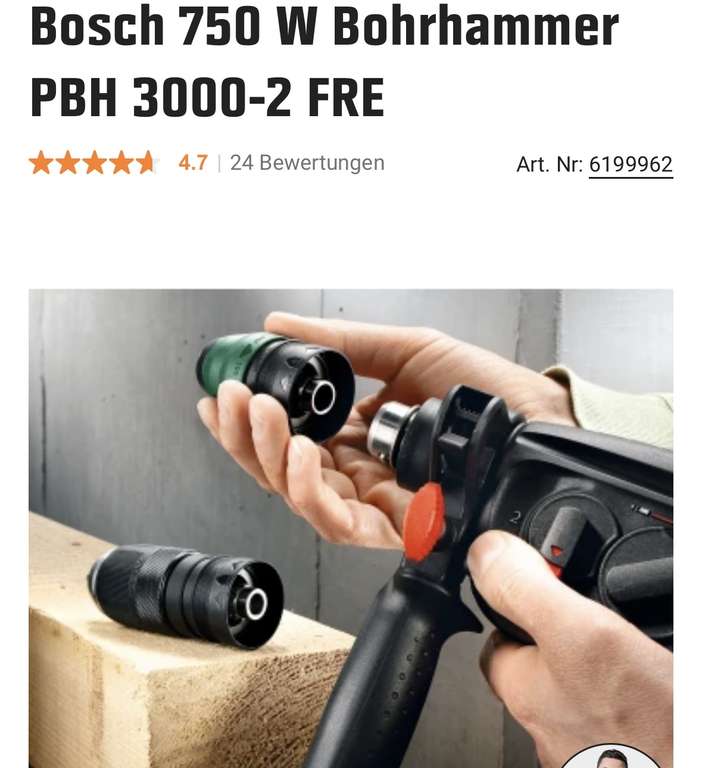 [obi] Bosch 750 W Bohrhammer PBH 3000-2 FRE - lokal