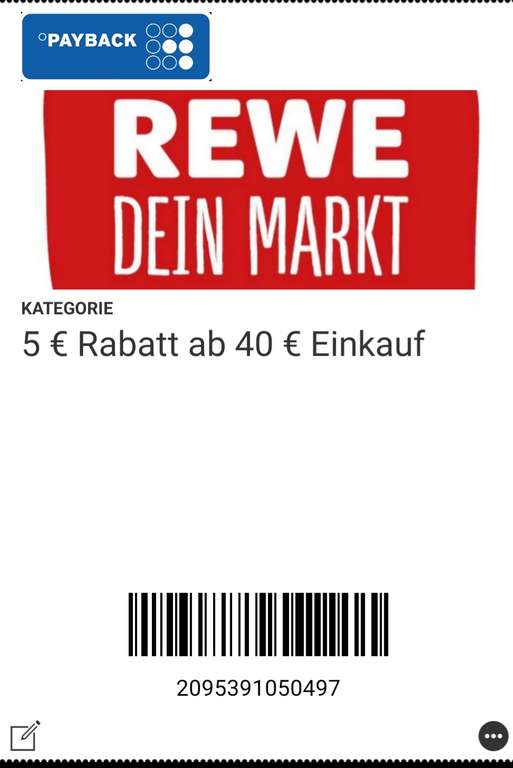 [Lokal Hannover] Rewe 5 € Rabatt ab 40€ Einkauf