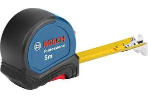 Bosch Professional Maßband 5 m Einhandbedienung, Gürtelklemme, Magnethaken, 2 Stopp-Tasten, 27 mm Nylon-Stahlband - Amazon Exklusiv (Prime)