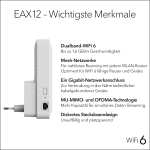 Netgear EAX12 AX1600 4-Stream Wi-Fi 6 Mesh-Repeater (WLAN 802.11a/b/g/n/ac/ax, MU-MIMO, Gigabit-LAN)