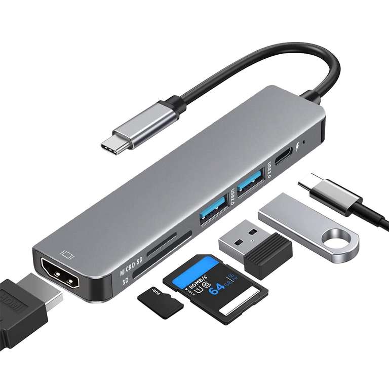 Bakeey 6-in-1-USB-C-Hub-Adapter HDMI 4K@30Hz USB3.0 USB-C-Dockingstation 100 W PD
