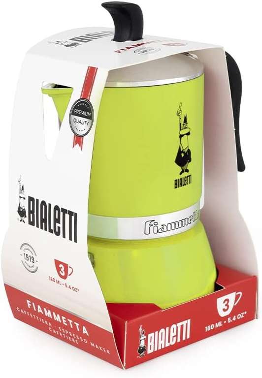 Bialetti Espressokocher "Fiammetta", Farbe "Lemone", 3 Tassen, Aluminium / Mokka / Herdkanne / Kaffeekocher