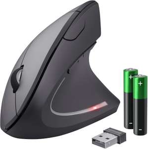 [Prime] Trust Verto Kabellose Vertikale Wireless Maus (800-1600 DPI, Funkmaus für Rechtshänder, Computer, Laptop, Mac, mit Batterien)