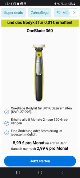 Philips OneBlade 2 Ersatzklingen und Body Aufsätze für 0,01€