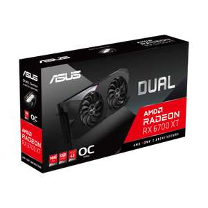 [Amazon] - ASUS Dual AMD Radeon RX 6700 XT OC Edition Gaming Grafikkarte (12GB GDDR6, PCIe 4.0, 1x HDMI 2.1, 3x DP 1.4a, DUAL-RX6700XT-O12G)
