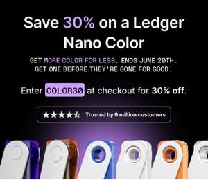 Ledger in Farbe (Nano X oder Nano S Plus) 30% Rabatt Krypto Hardware Wallet
