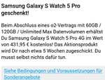 o2 Free L-60GB Allnet Flat + Samsung Galaxy S Watch 5 Pro GESCHENKT!