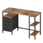 128° - VASAGLE Schreibtisch - 127 × 50 × 76 cm, 2 Schubladen (links/rechts montierbar), 3 Ablagen, Tischplatte bis 50 kg belastbar