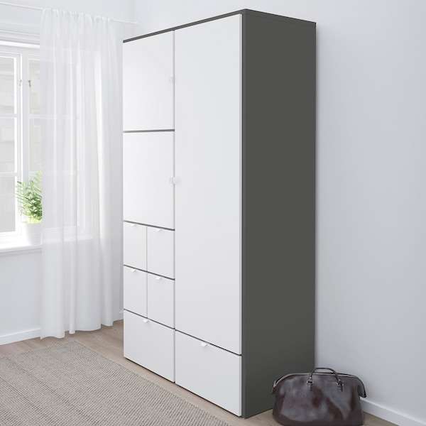 IKEA Abholung - VISTHUS Kleiderschrank, grau/weiß, 122x59x216 cm