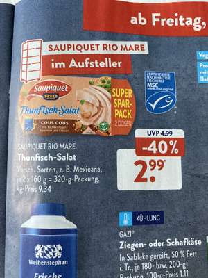 [Aldi Süd] Saupiquet Thunfisch Salat, Doppelpack