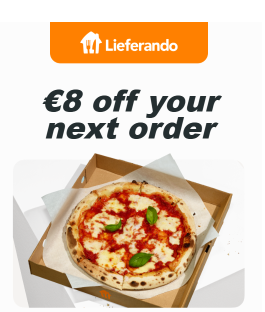 Lieferando 8€ Rabatt mit 20 MBW (personalisiert) | bis 25.08 bzw. 150000 Einlösungen