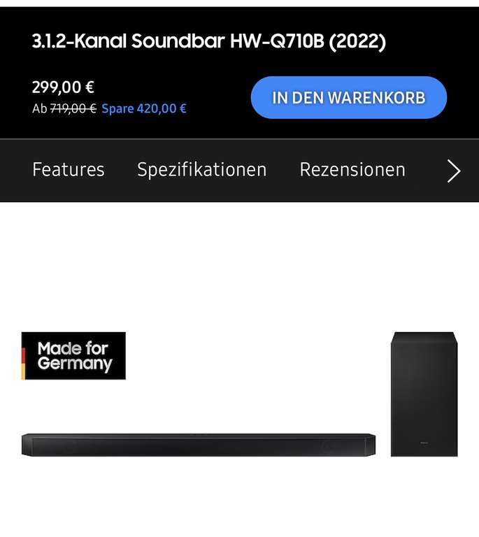 [CB] Samsung 3.1.2-Kanal Soundbar HW-Q710B (2022)