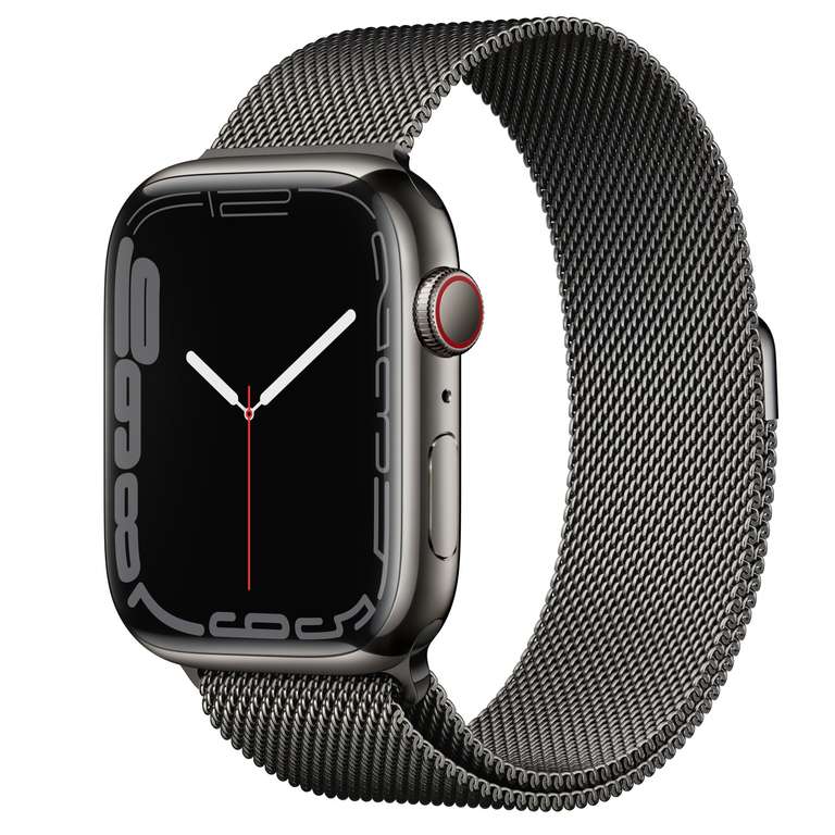 Apple Watch Series 7 (LTE) 45mm Edelstahl in Graphit mit Milanaise-Armband (MKL33) | 484x396 OLED Display | 32GB | GPS | NFC | ~18h Akku