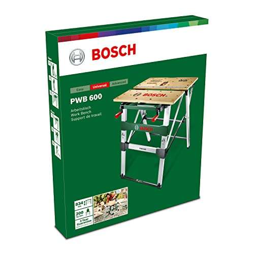 Bosch Arbeitstisch PWB 600 (4x Spannbacken, Tragekapazität max.: 200 kg, im Karton, 640x840x90 mm)