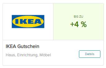 Bonus auf Geschenkkarten über Optiopay z.B. IKEA +4%, WorldofSweets +25%, Zalando +8,7%, Lindt +25%
