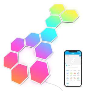 [Amazon] Govee Glide Hexa LED Panels, 10 RGBIC Smart Wandleuchte Alexa / Google Assistant, Wi-Fi Hexagon LED Light Panels Musik Sync