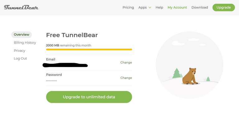 TunnelBear VPN: Volumen im Gratis-Account von 500MB auf 2GB dauerhaft erhöht