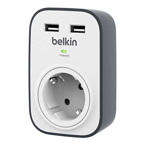 Belkin Surge Plus SurgeCube Überspannungsschutz Steckdosenadapter (inkl. 2 USB Anschlüsse mit 2,4A) [Prime]