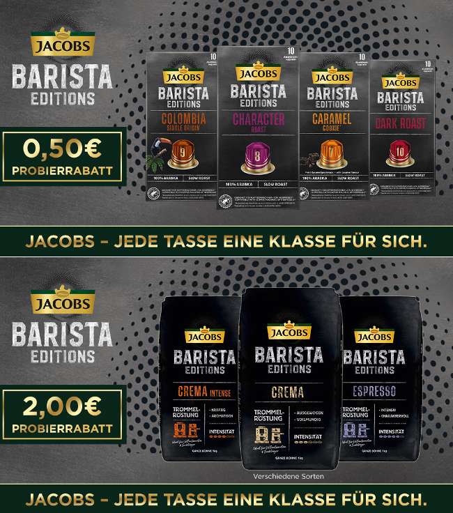 scondoo: Cashback auf JACOBS Barista Editions Ganze Bohne und Kapseln
