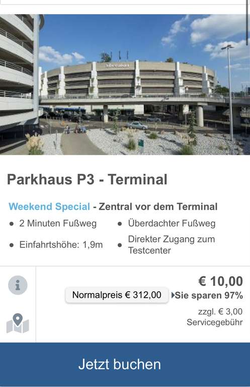 Düsseldorf Flughafen Parkplatz P3 - versch. Zeiträume z.B ab Juni