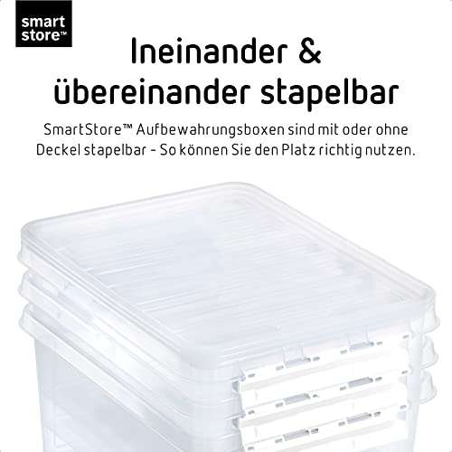 [Prime] SmartStore Kleine Aufbewahrungsbox 3,5L–Einzelbox mit Einsatz, Deckel und Clipverschluss, lebensmittelecht, 38x14x11cm 10J Garantie