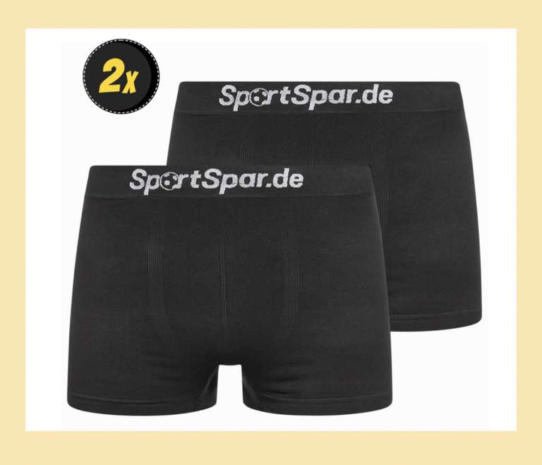 SportSpar.de "Double Sparbuxe" Herren Sport Boxershorts 2er-Pack schwarz (Gr. S - XL) | 90% Polyester, 10% Elasthan